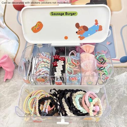2 Pack Charger Cable Cord Storage Organizer Box, Plastic Flip-Top Cable Organizer Box and Drawer Charger Storage Box, USB Cable/Charger Organizer Boxes, Stackable Plastic Case