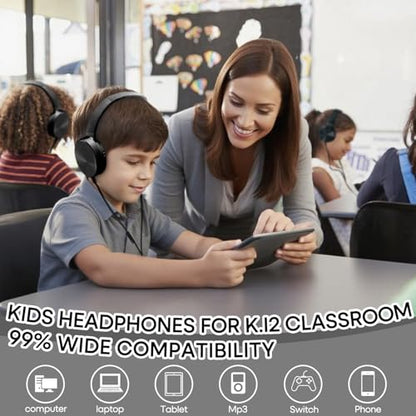 10 Pack Classroom Headphones Bulk,Wholesale School Durable Wired Earphones for Students,Kids,Children Toddler Teen Boys Girls and Adult(LS450,10 Black) - color: Black, size: 10 Pack