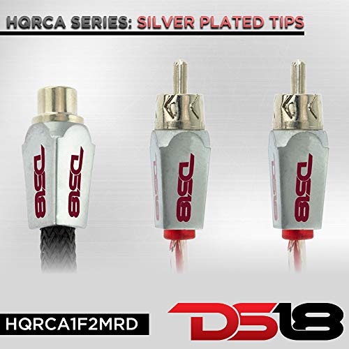 DS18 HQRCA-1F2MRD Red RCA Y Adapter or Splitter Connectors Extension Cord 2-Male RCA to 1-Female RCA to Connect a subwoofer or Amplifier to a TV, CD Player, DVD Player - style: RCA - 1 x Female to 2 x Male (Red)