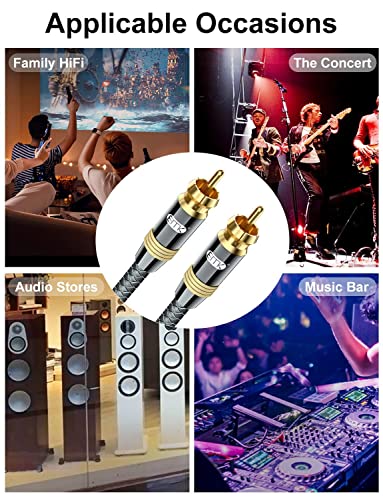EMK 1.5Ft RCA to RCA Subwoofer Cable - 24K Gold-Plated, Nylon Braided RCA Audio Cable, Double Shielded Digital Coaxial Cable for Premium Home Theater & Hi-Fi Systems - color: Male to Male Brown, size: 1.5 Ft/0.5M, style: RCA to RCA