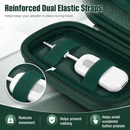 COMECASE Bluetooth Transmitter Case for AirFly SE/Pro 2/Pro/Duo | Hard EVA Travel Case with Elastic Band and Dual Straps, for AirFly and Small Audio Adapters,Commutes and Daily Carry, Green - color: Green