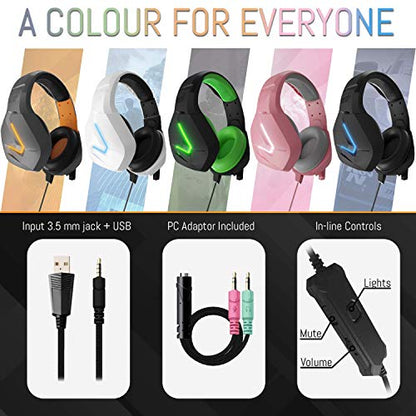 Orzly Gaming Headset (Green) for PC and Gaming Consoles PS5, PS4, Xbox Series X | S, Xbox ONE, Nintendo Switch & Google Stadia Stereo Sound with Noise Cancelling mic - Hornet RXH-20 Sagano Edition - color: Green