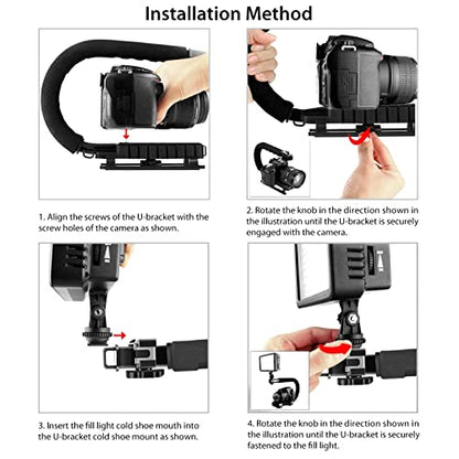 PULUZ U/C Shape Video Action Stabilizing Handle Grip Handheld Stabilizer Kit with Phone Clamp & Quick Release Buckle & Long Screw for Canon Sony Nikon Cameras and Home DV Camera Smartphones - style: stabilizer kits 1