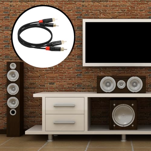 MECCANIXITY 2RCA Male to 2RCA Male Audio Stereo Cable, 1.6 ft RCA Subwoofer Cable with Gold Plated Plugs for Home Theater, HDTV, Amplifiers, Speakers, Black Cable Black Shell - color: Black/Black, size: 1.6 ft