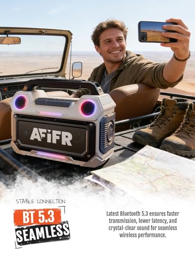Outdoor Bluetooth Speaker 160W: IP67 Waterproof, 24H, TWS | Rugged portable speaker with deep bass, LED lights, TWS pairing for parties, beach, travel, camping, garage - color: Desert Yellow