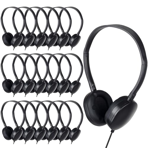 Headphones Bulk 24 Pack for Classroom School,Wholesale Earphones | Class Set for Students Teens, Adult Group Learning, Computer Lab, Library, Online Lesson and Testing 3.5mm Jack (Black) - size: 24 Pack Black