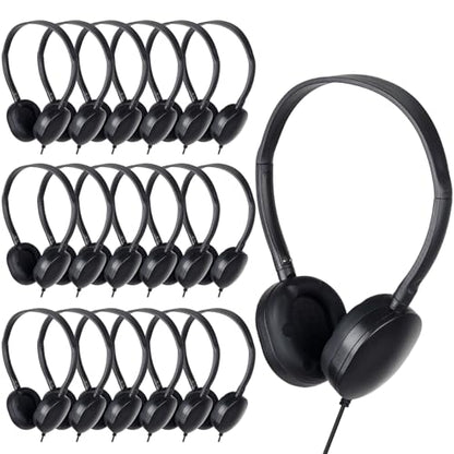 Headphones Bulk 24 Pack for Classroom School,Wholesale Earphones | Class Set for Students Teens, Adult Group Learning, Computer Lab, Library, Online Lesson and Testing 3.5mm Jack (Black) - size: 24 Pack Black