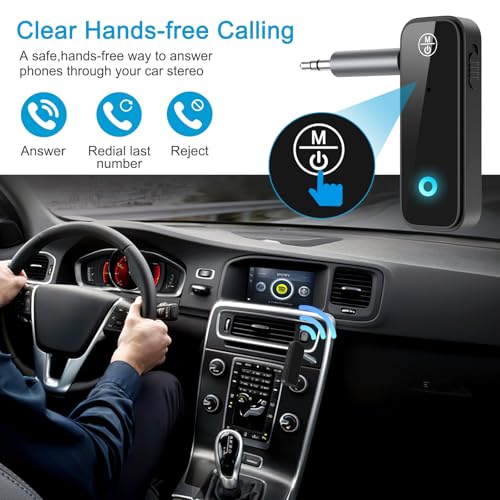 Bluetooth 5.4 AUX Adapter for Car, 2 in 1 Bluetooth Transmitter Receiver for TV Headphones Home Stereo Speaker, Hands-Free Calls, 3.5mm Wireless Audio Adapter - color: Black