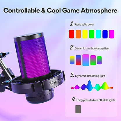 MAONO Gaming USB Microphone with Headphones, Noise Cancellation Condenser mic with Mute, Gain, Monitoring for Streaming, Podcast, Twitch, YouTube, Discord, PC, Computer, DGM20S, MH601
