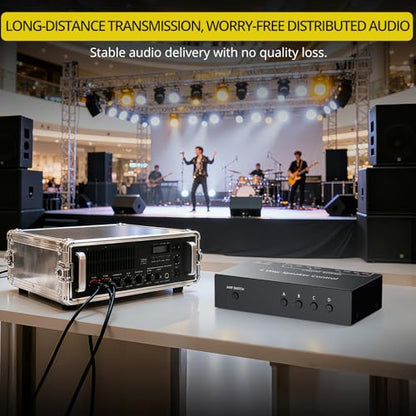 PROZOR 4-Zone Speaker Selector Switch, Passive Speaker Switch Box for 1 Amplifier to 4 Speaker Pairs, Independent A/B/C/D Buttons, 150W RMS per Channel, Supports 4–16Ω Passive Speakers | for 1 Amplifier to 4 Speaker Pairs, Independent A/B/C/D Buttons, 150