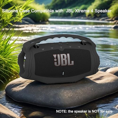 Silicone Cover Case for JBL Xtreme 4 Portable Bluetooth Speaker | Soft Skin Sleeve for JBL Xtreme 4 Protective Carrying Case with Handle, Shockproof and Anti-Scratch Cover (Black) - color: Back