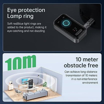 FMIIFMS Premium Pro Bluetooth 5.4 Transmitter Receiver,2-in-1 Wireless Transmitter for TV/Headphones,Gym,Bluetooth Receiver for Car/Home Stereo