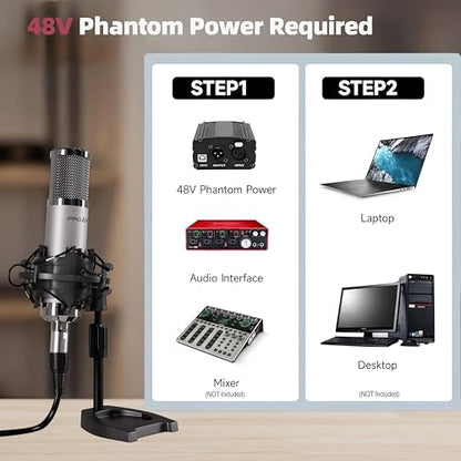XLR Condenser Microphone with Desktop Stand for Vocals and Podcasting | 48V power required. XLR podcast mic for podcasting, singing and streaming. Studio microphone setup reduces vibration. - color: Desktop Stand