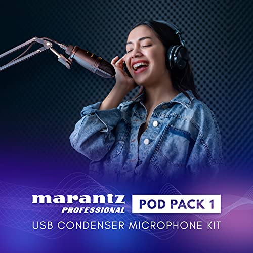 Marantz Professional Pod Pack 1 USB Microphone with Boom Arm | Includes Boom Arm, Plug and Play USB, PC and Mac Compatible, for Voice Chat, Content Creation, Gaming, Streaming and Podcasts - style: USB Mic w/ Boom Arm