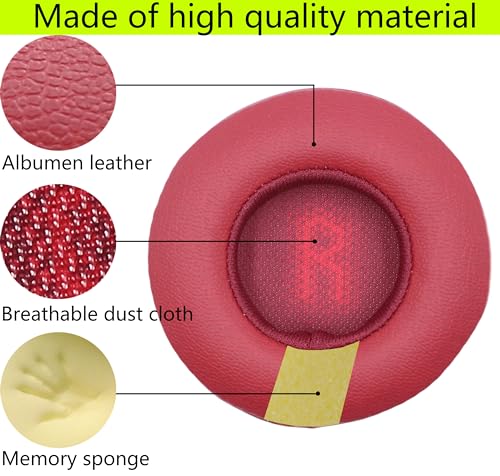 Replacement Ear Pads are Compatible with JBL E35 E45bt E45 Wireless Headphones. Made of Soft Protein Leather and Memory Foam, Replacement Ear Pads for Repair Accessories (red) - color: red
