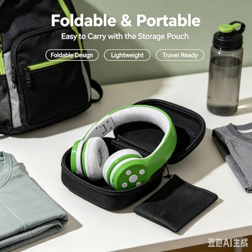 Toddler Headphones Wireless, Bluetooth Kid Headphones for Boys Girls,5 Button Easy use with Sharing Port, Built in Mic for Laptop Phones Computer (bs690 Green) - color: Green new