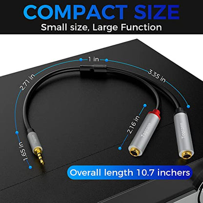 1/8 Inch to Dual 1/4 Inch Audio Y-Splitter Cable 0.6 Feet,3.5mm TRS Stereo Male to 2 X 6.35mm TS Mono Female Y Splitter Audio Cord Adapter Converter for Phone, PC, Speaker, Home Stereo System, Mixer - size: 1 Pack, style: 3.5(male) to dual 6.35(female)