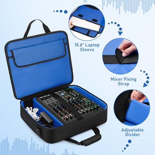 PGmoon Mixer Travel Bag Compatible with Mackie ProFX12v3/ProFX10v3 | Audio Mixer Carrying Case with Multi-Pockets for Mics, Cables and More Equipment (Patented Design)