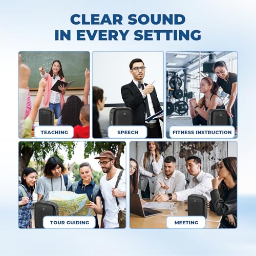 Voice Amplifier with Wireless Lapel Microphone for Teachers | 15W Portable Mini Bluetooth PA System and Clip-on Lavalier Mic for Classroom, Yoga, Tour Guide & Public Speaking - A006