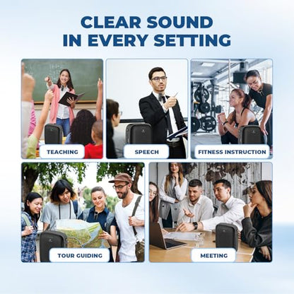 Voice Amplifier with Wireless Lapel Microphone for Teachers | 15W Portable Mini Bluetooth PA System and Clip-on Lavalier Mic for Classroom, Yoga, Tour Guide & Public Speaking - A006