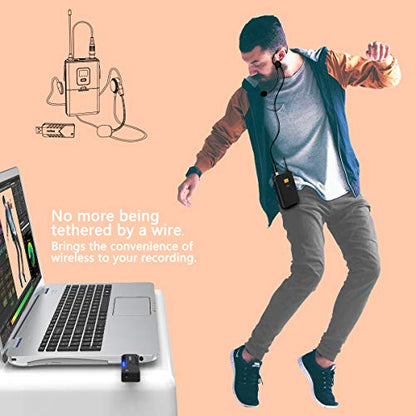 FIFINE Wireless Microphones for Computer, USB Wireless Microphone System for PC and Mac, Headset UHF System with USB Receiver,Transmitter, Headset and Clip Lavalier Lapel Mic-K031B | UHF System with Receiver and Transmitter,Clip Lavalier Lapel Mic, for PC