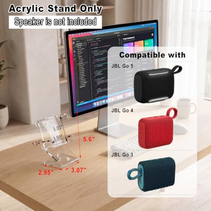 Desktop Speaker Stand Compatible with JBL Go 5/Go 4/Go 3 Speaker, Acrylic Speaker Holder Tabletop Stand Mount Anti-Slip Base Display Shelf, 1 Pack (Transparent) - color: Transparent