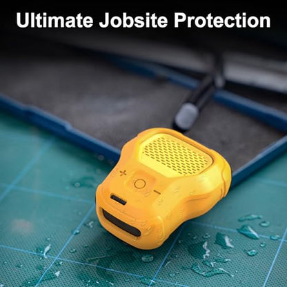 CYBERGUYS Silicone Case for DEWALT Wearable Bluetooth Speaker, Yellow | Durable Shock-Proof Non-Slip Protective Cover for DEWALT Mini Speaker w/Lanyard, Small Lightweight & Easy-to-Install Sleeve - color: Yellow