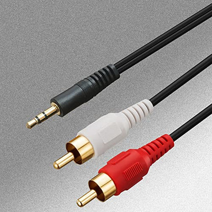 50 Ft 3.5mm to 2RCA Audio Cable, Heavy-Duty Dual Shielded Aux to RCA Stereo Cord for Cleaner Audio Transmission, Compatible with Home Theater, Receiver, Amplifier, TV, and Speaker Systems - size: 50 Feet