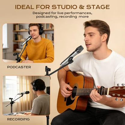 Bullfighter Mic Stand Floor Universal Adjustable Tripod Microphone Stand,Dual-Use Mic Boom Stands,Stable On Stage Mic Stand for Singing,Live Streaming,Karaoke,Events & Studio Church Metting