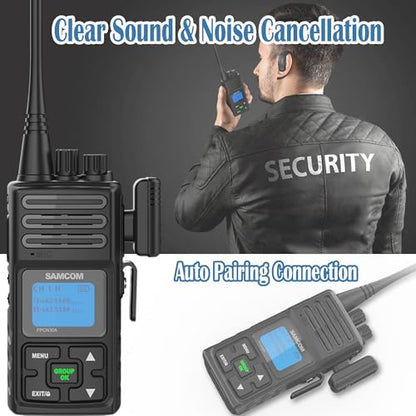 SAMCOM Wireless Earpiece with 2 Pin Dongle for FPCN30A/FPCN10A 2-Way Radios | BTEAR-02 Wireless Headset with PTT Microphone for K Plug Walkie Talkie, for School Retail Hotel Business (Radios Not Include)