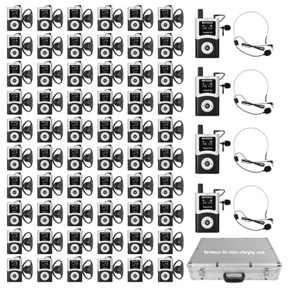 Retekess T130U(4nd Gen T130)Tour Guide System,Tour Guide Headsets(4TX 60RX) | for Tourist Groups, U-Band Digital Mode, 60-Slot Charge Case, 200M, 40H, One-Key Operation, Wireless Connection - style: 4-60