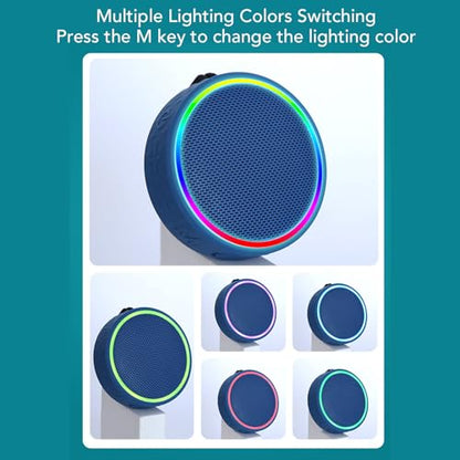Fabater Bluetooth Speaker, IPX6 Water Proof Shower Speaker with RGB Lighting, Portable Speakers with Lanyard & Suction Cup, Wireless Loud Clear Sound for Pool, Beach & Kayaking (Blue) - color: Blue