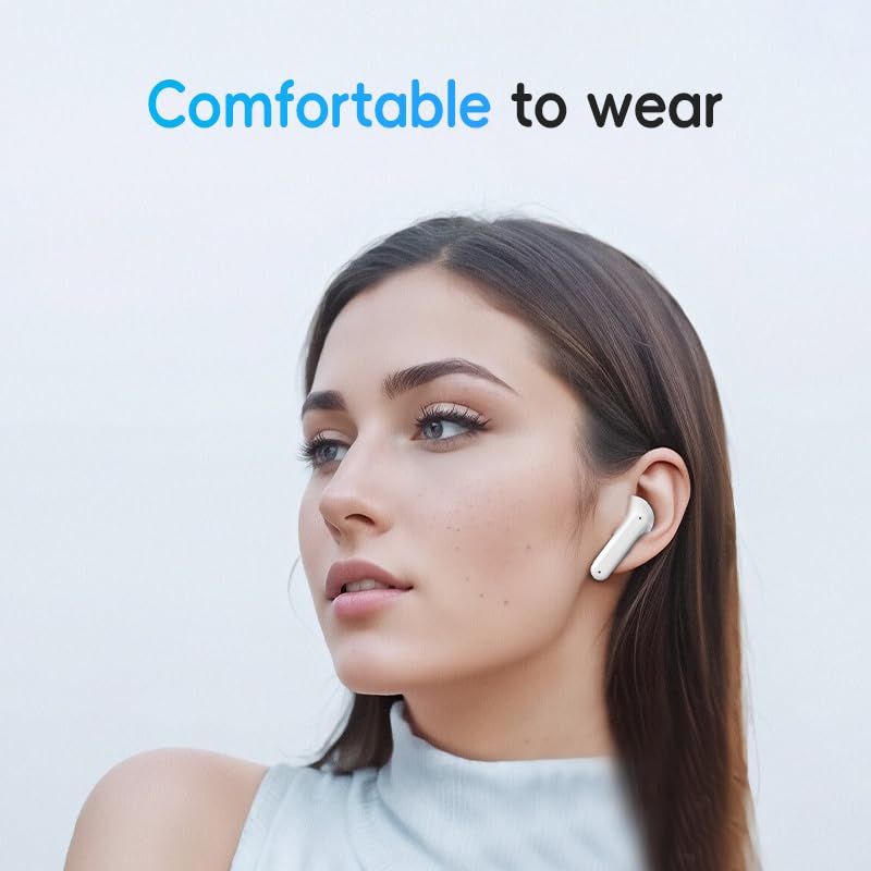 Wireless Earbuds，Small Ear Headphones，Bluetooth 6.0 Ear Buds with Noise Cancelling Mic，Bass Stereo，Mini Charging Case，Sports, Workout，Earphones for Phones Pad Tablet Laptop，White - color: White