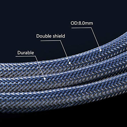 SKW Single OFC Balanced XLR Male to XLR Female 3 PIN Microphone Cable (6.5ft, 2M) | 3-pin balanced XLR mic cord, OFC copper, dual-layer foil braid shielding, self-locking connectors, nylon braided jacket - size: 6.5ft (2m)