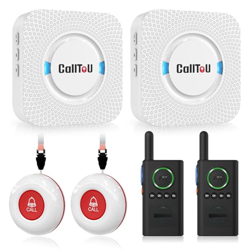 CallToU Caregiver Pager Wireless Alert Button Home Wireless Intercom System | Easy Use, Walkie Talkies for Seniors Long Range Room Intercoms 2 Way Radio for Elderly/Patient/Adults/Home/Office - color: white 2+2+2