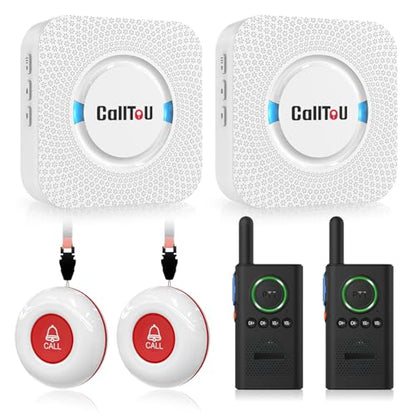 CallToU Caregiver Pager Wireless Alert Button Home Wireless Intercom System | Easy Use, Walkie Talkies for Seniors Long Range Room Intercoms 2 Way Radio for Elderly/Patient/Adults/Home/Office - color: white 2+2+2