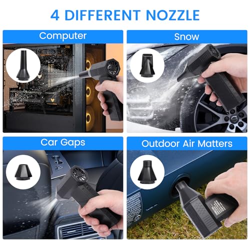 Compressed Air Duster, 3-Gear Electric Air Duster Rechargeable | Super Power Air Blower with Brushless Motor, Mini Blower for Computer, Keyboard, Car, House, Office, Outdoor, PC Cleaning Kit