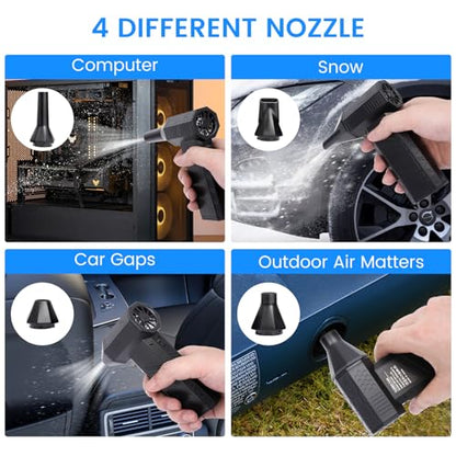Compressed Air Duster, 3-Gear Electric Air Duster Rechargeable | Super Power Air Blower with Brushless Motor, Mini Blower for Computer, Keyboard, Car, House, Office, Outdoor, PC Cleaning Kit