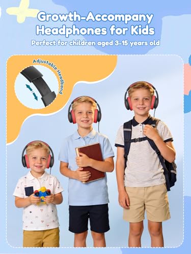 Acer OHW328 Kids Headphones Wired for School - Over Ear Design | 85/94dB Safe Volume, 3.5mm Jack Foldable Headphones for Kids Boys Girls Classroom Yoto Player Chromebook Travel Black Red - color: Black Red