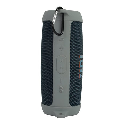 Protective Silicone Case Cover for JBL Charge 5 Bluetooth Speaker Soft Carrying Skin Sleeve with Shoulder Strap & Carabiner,Speaker Accessory (Gray) - color: gray