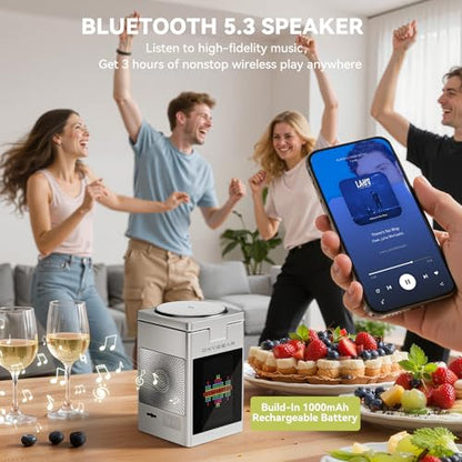 7-in-1 Magnetic Wireless Charging Station, Qi2 15W Fast Charging (Sliver) | Multifunctional Charger for Apple Multiple Devices, LCD Display with Bluetooth 5.3 Speaker, Alarm Clock (Adapter Included)
