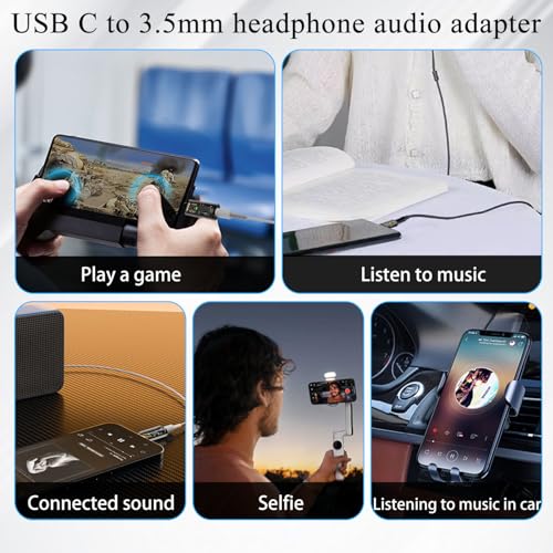 QIANRENON USB C to 3.5mm Headphone Adapter USB Type C Male to 3.5mm 1/8 TRRS Female Audio Connector USB C to 4 Pole 3.5mm Headset Converter, Compatible CTIA OMTP, for Smartphone Car Audio, 2Pcs