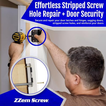 8-Pack #9 x 3 Permanent Stripped Door Hinge Screw Hole Repair Kit | Steel anchors • Reinforces hinges, strike plates and door jambs • Made in USA - size: 8 Pack