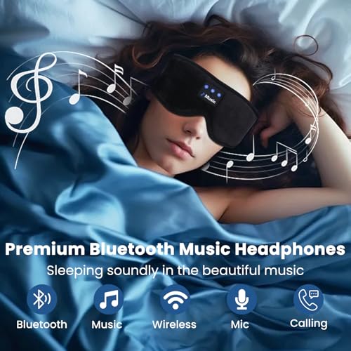 3D Sleep Mask with Bluetooth Headphones, Sleeping Headphones for Side Sleepers, Wireless Music Eye Mask with Ultra-Thin Stereo Speakers for Men, Women