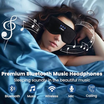 3D Sleep Mask with Bluetooth Headphones, Sleeping Headphones for Side Sleepers, Wireless Music Eye Mask with Ultra-Thin Stereo Speakers for Men, Women