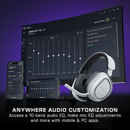 Turtle Beach Stealth 700 Wireless Multiplatform Gaming Headset Renewed, PS5 | PlayStation, PS4, Bluetooth, 60mm Dual Drivers, 80-Hr Battery, Noise-Cancelling Flip-to-Mute Mic, Dual Transmitters, White - color: White, style: Stealth 700