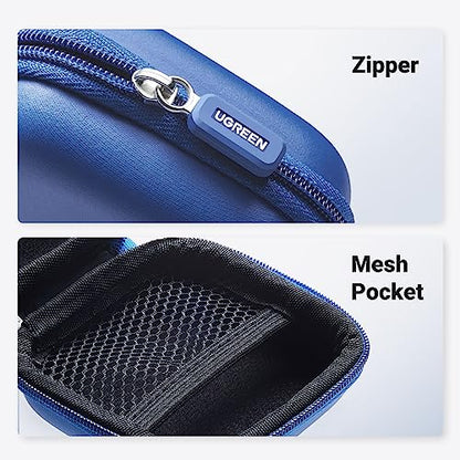 UGREEN Earbud Case, Waterproof Earphone Case Pouch Compatible with AirPods Pro Headphone Case Holder with Stainless Steel Carabiner, for Headphones, Earbuds, SD Memory Card, Camera Chips, Blue - color: Blue