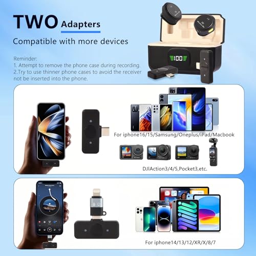 Gift Wireless Personal Lavalier Microphone with【Cultural Stickers】for Lightning iPhone 17/16/15/Android Noise Cancellation Omnidirectional Microphone for Video Recording Vlog Interviews Podcasts