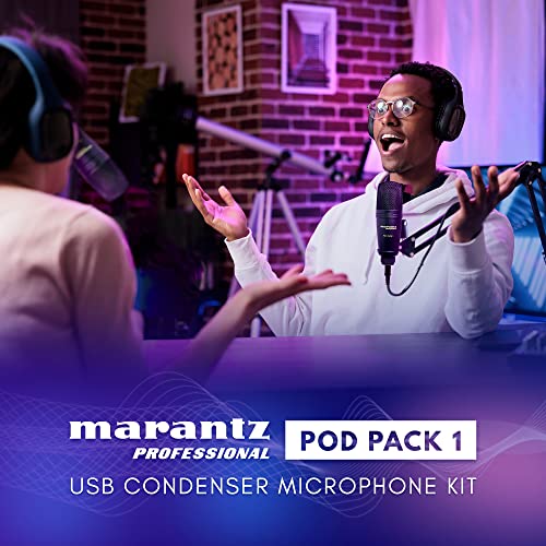 Marantz Professional Pod Pack 1 USB Microphone with Boom Arm | Includes Boom Arm, Plug and Play USB, PC and Mac Compatible, for Voice Chat, Content Creation, Gaming, Streaming and Podcasts - style: USB Mic w/ Boom Arm