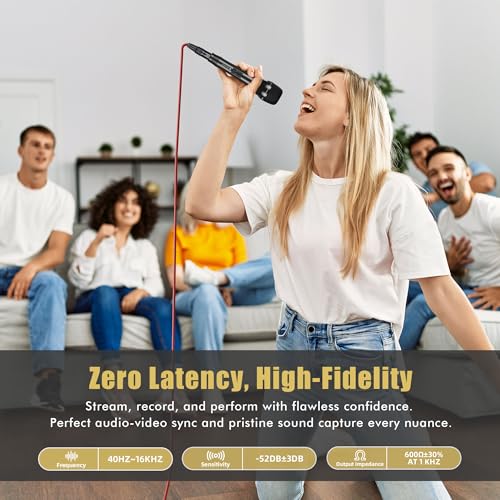 Professional Vocal Microphone for Singing, XLR Dynamic Wired Mic - color: A-Black